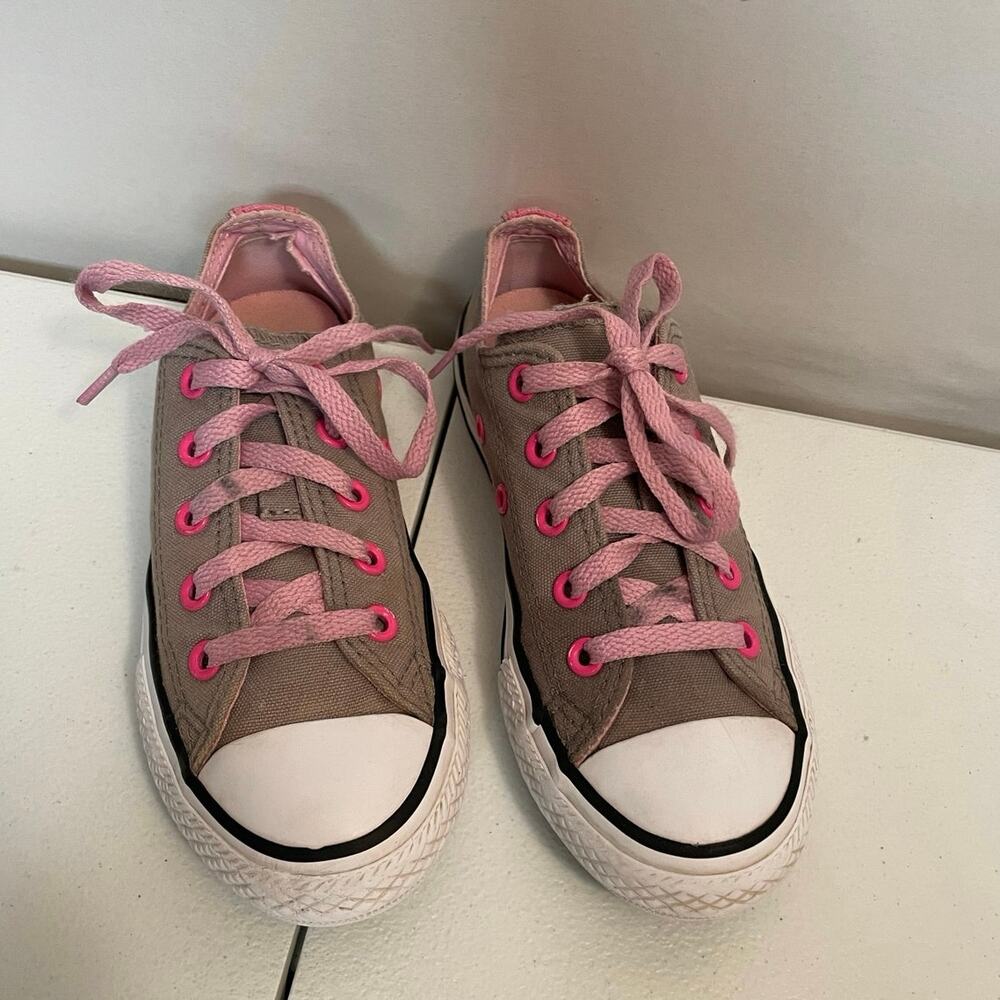 Converse All Star Chuck‎ Taylor’s girls 12.5 Double Tongue OX Grey Pink low top
